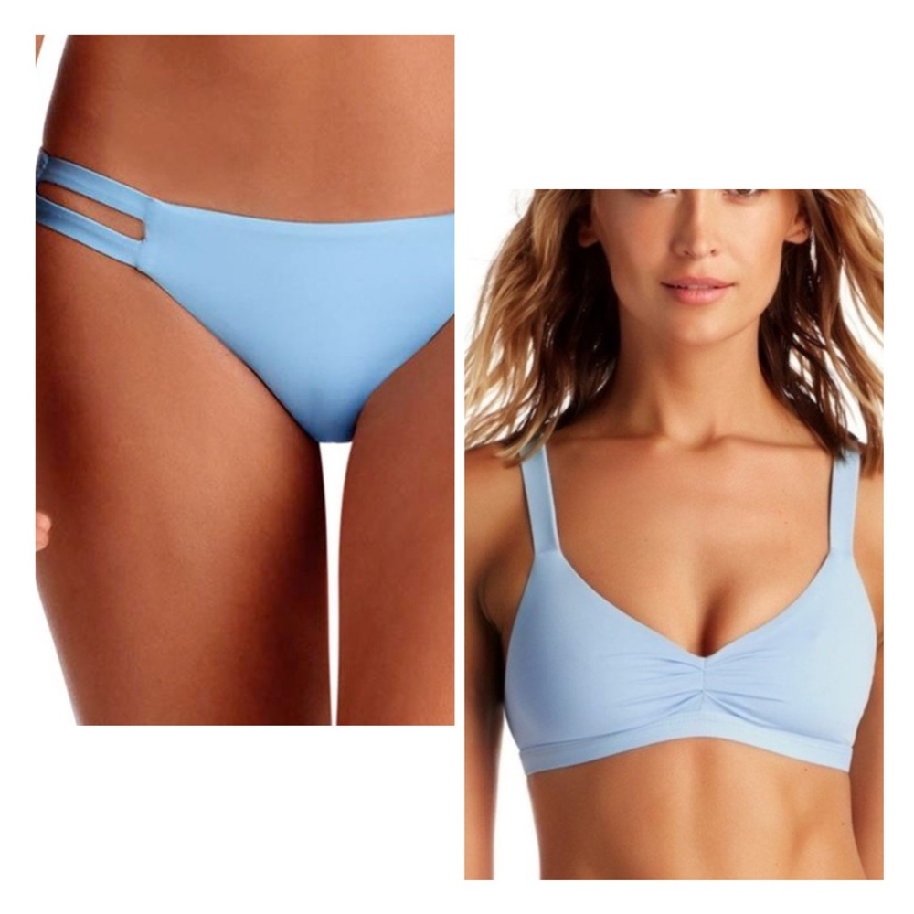 Vitamin A Mia Bralette + Hipster Btms EUC in Cielo Blue M/S